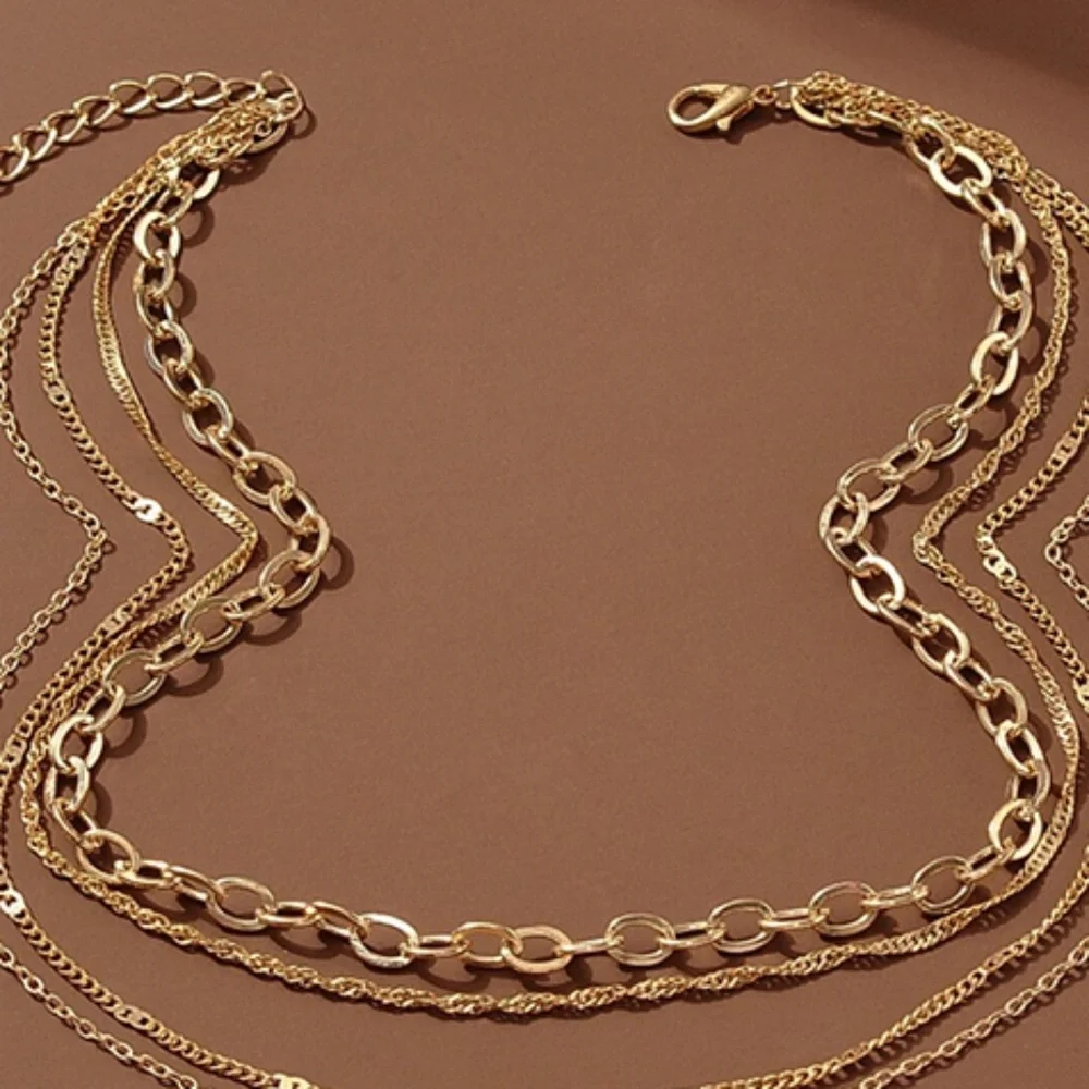 Heart Charm Layered Necklace Copper Jewelry - Zirconia Stones - One hook for all - Picture 5 of 6